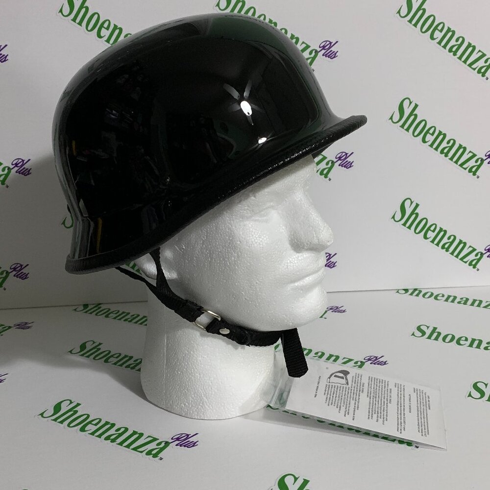 WCL German Motorcycle Half Helmet DOT Certified Beanie Gloss Black Adult S